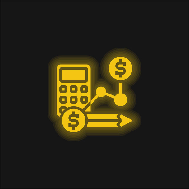 Icona al neon giallo brillante contabile - Vettoriali, immagini