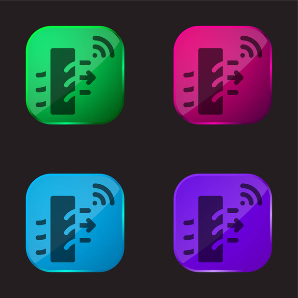 Čištění vzduchu čtyři barvy skleněné tlačítko ikona - Vektor, obrázek