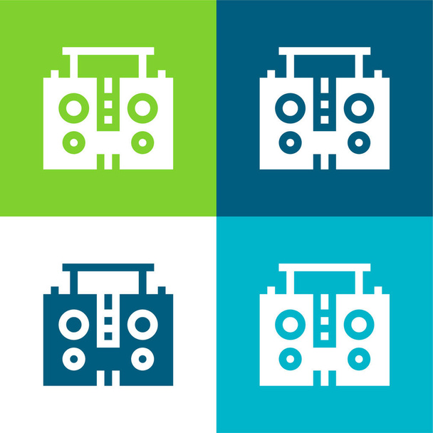 Boombox Lapos négy szín minimális ikon készlet - Vektor, kép