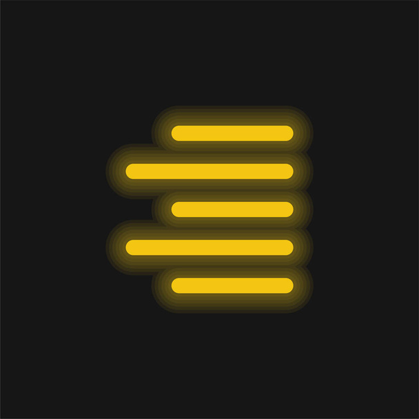 Alinhe o ícone de néon brilhante amarelo - Vetor, Imagem
