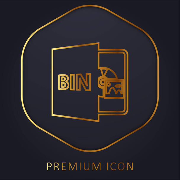 BIN Open File Format zlatá čára prémie logo nebo ikona - Vektor, obrázek