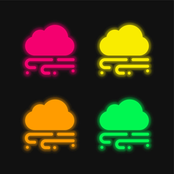Blizzard four color glowing neon vector icon - Vector, Image