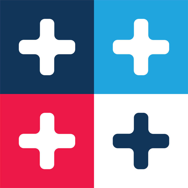 Black Plus Signe bleu et rouge quatre couleurs minimum jeu d'icônes - Vecteur, image