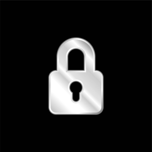 Big Lock postříbřená kovová ikona - Vektor, obrázek