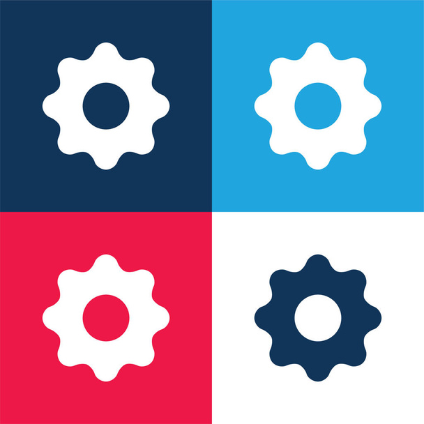 Impostazioni nere Pulsante blu e rosso set di icone minime a quattro colori - Vettoriali, immagini