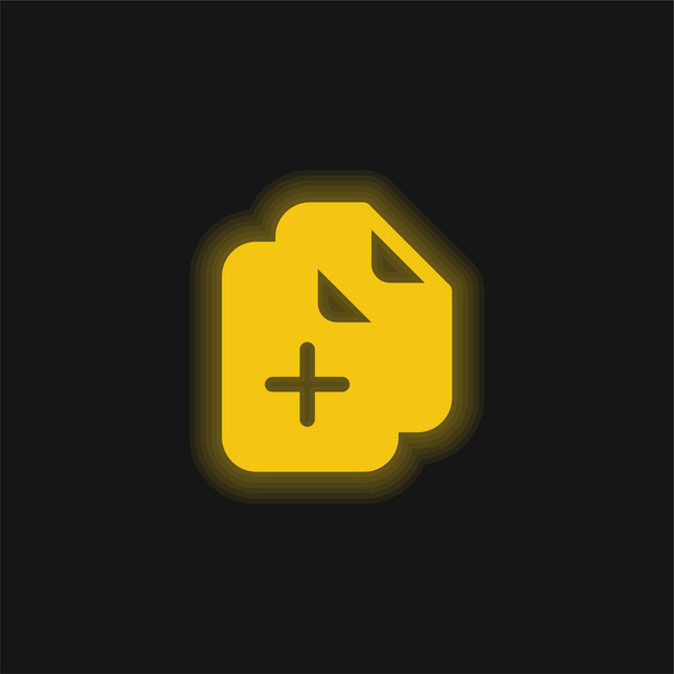 Přidat žlutě zářící ikonu dokumentů - Vektor, obrázek