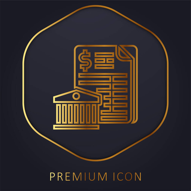 Bank Statement golden line premium logo or icon - Vector, Image