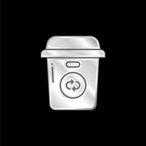 Bin silver plated metallic icon - Vector, Image
