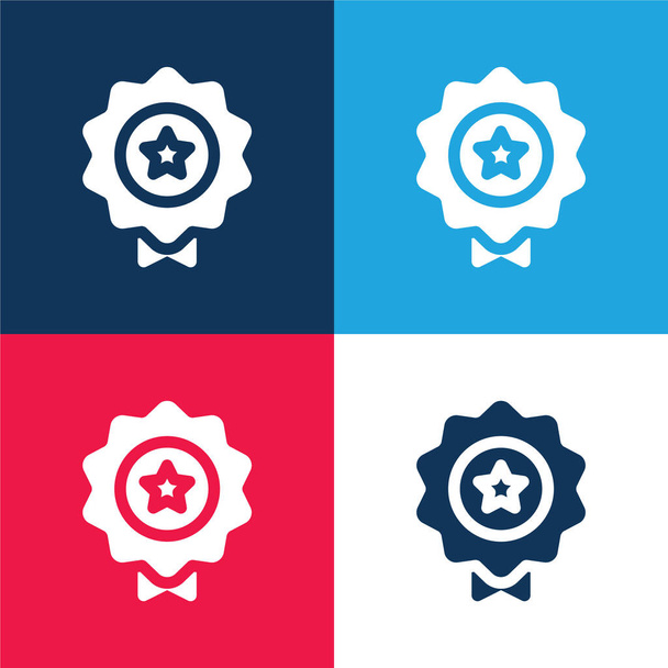 Ocenění modrá a červená čtyři barvy minimální ikona nastavena - Vektor, obrázek