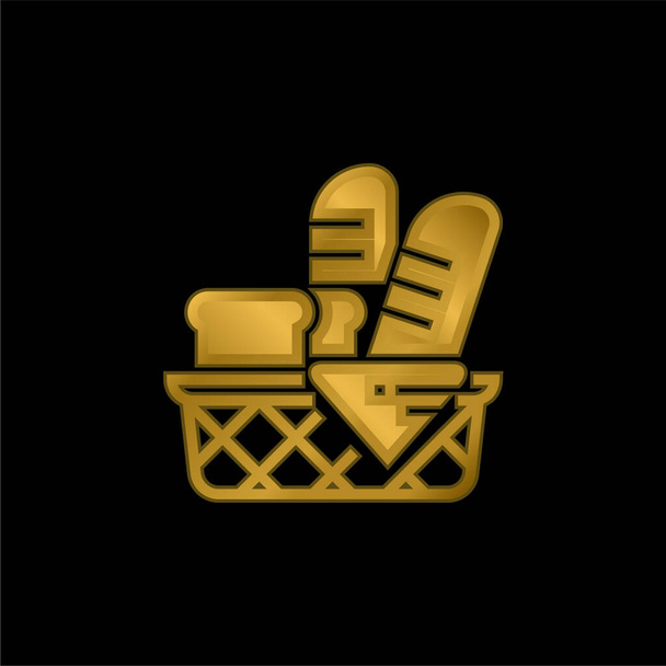 Bread gold plated metalic icon or logo vector - Vector, Image