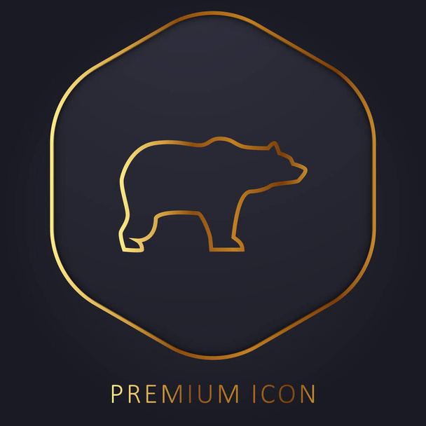 Bear Αντιμετωπίζοντας δεξιά χρυσή γραμμή πριμοδότηση λογότυπο ή εικονίδιο - Διάνυσμα, εικόνα