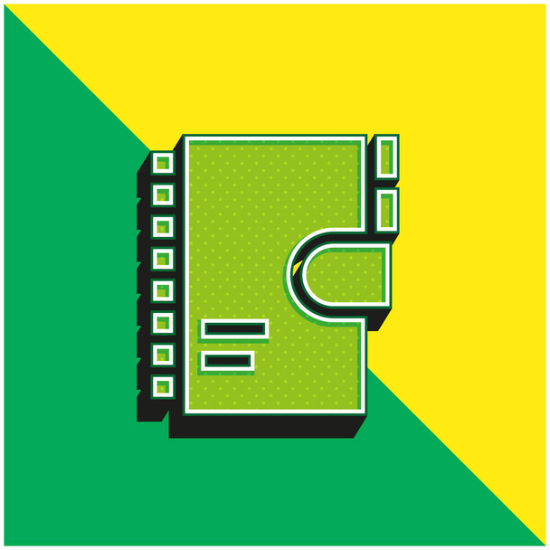 Agenda Zielona i żółta nowoczesna ikona wektora 3D - Wektor, obraz