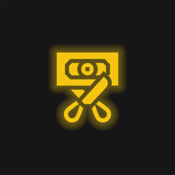 Bancarrota amarillo brillante icono de neón - Vector, Imagen