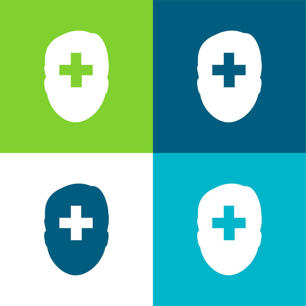 Adicionar Perfil Usuário Plano quatro cores conjunto de ícones mínimos - Vetor, Imagem