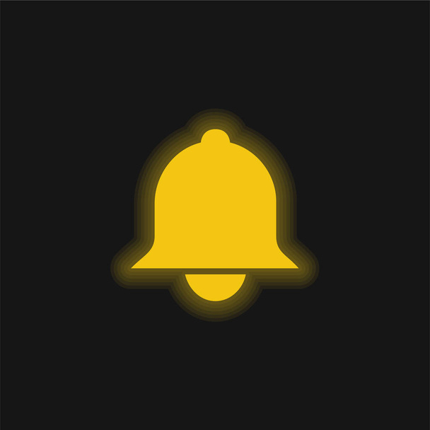 Hälytys Bell keltainen hehkuva neon kuvake - Vektori, kuva