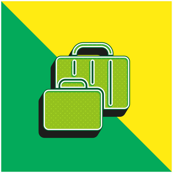Багаж Зеленый и желтый современный 3D логотип векторной иконки - Вектор,изображение