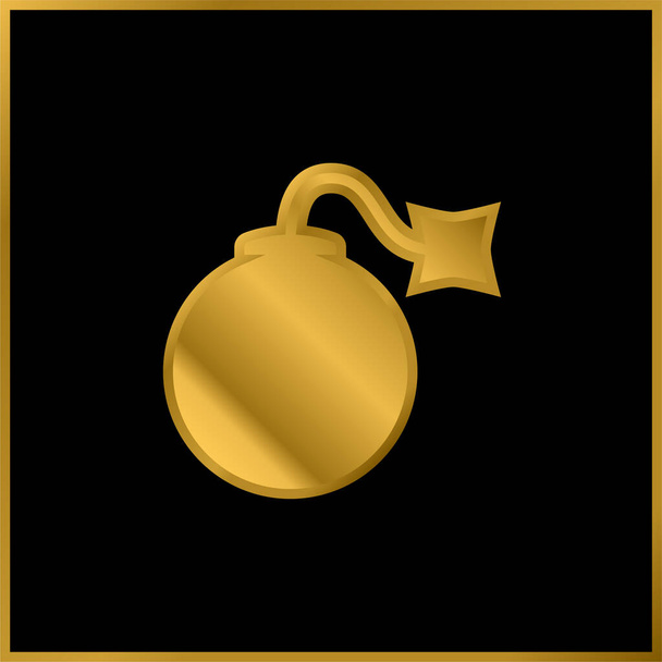 Bomba chapado en oro icono metálico o logo vector - Vector, Imagen