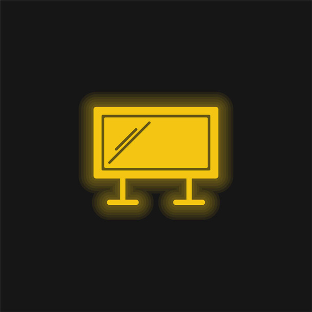 cartellone giallo incandescente icona al neon - Vettoriali, immagini