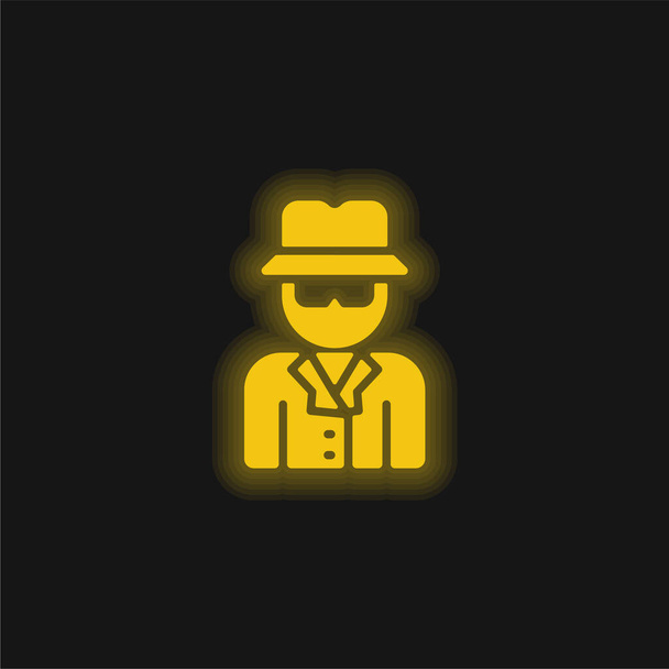 Anonymous yellow glowing neon icon - Vector, Image