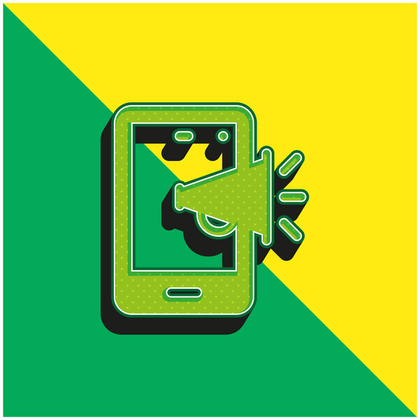 Реклама Зеленый и желтый современный трехмерный векторный логотип - Вектор,изображение