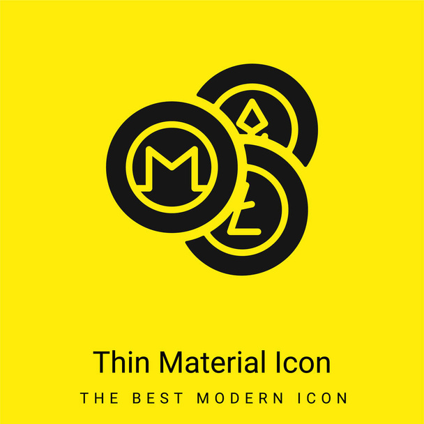 Altcoin mínimo icono de material amarillo brillante - Vector, Imagen