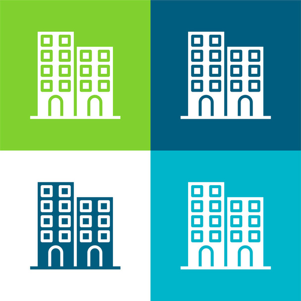 Architektonický byt čtyři barvy minimální ikona sada - Vektor, obrázek