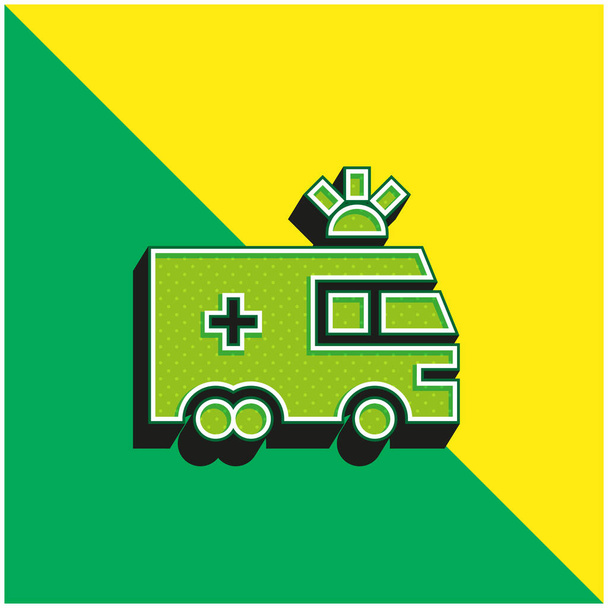 救急車グリーンと黄色の現代的な3Dベクトルアイコンのロゴ - ベクター画像