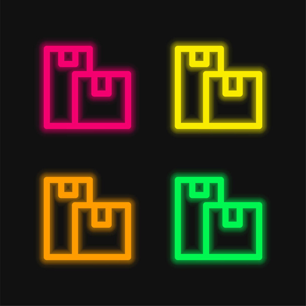 Boxes four color glowing neon vector icon - Vector, Image