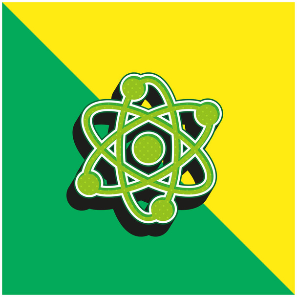 Atomes Logo vectoriel 3D moderne vert et jaune - Vecteur, image