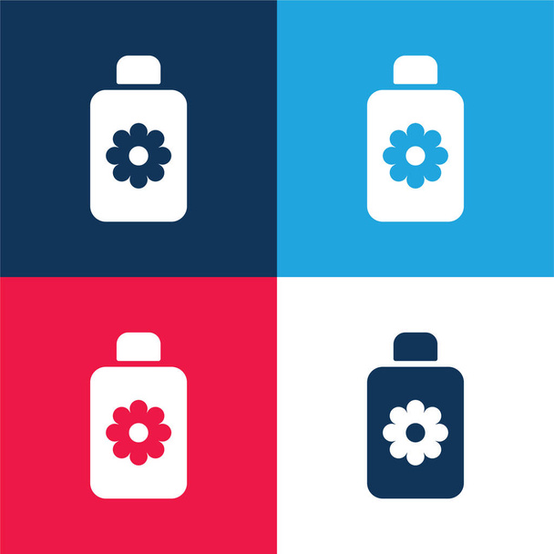 Body Lotion modrá a červená čtyři barvy minimální ikona nastavena - Vektor, obrázek