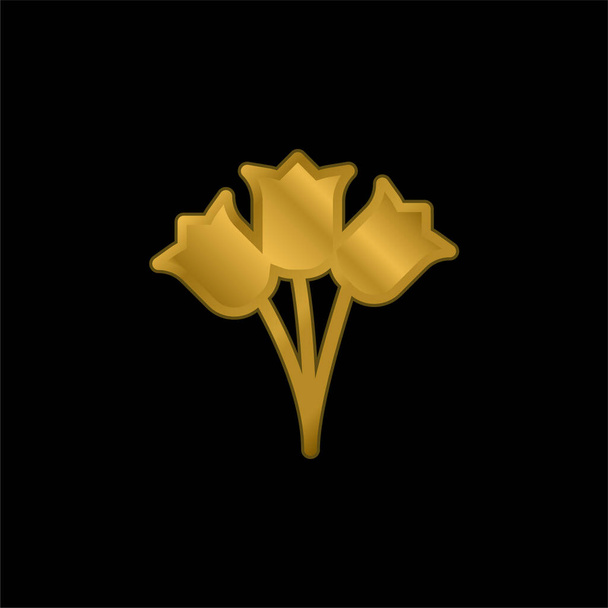 Золотой букет, металлическая икона или вектор логотипа - Вектор,изображение