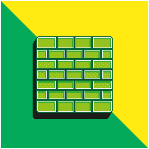 レンガの壁緑と黄色の現代的な3Dベクトルアイコンのロゴ - ベクター画像
