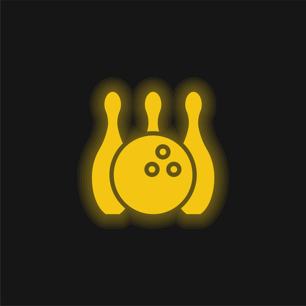 Bowling geel gloeiende neon pictogram - Vector, afbeelding
