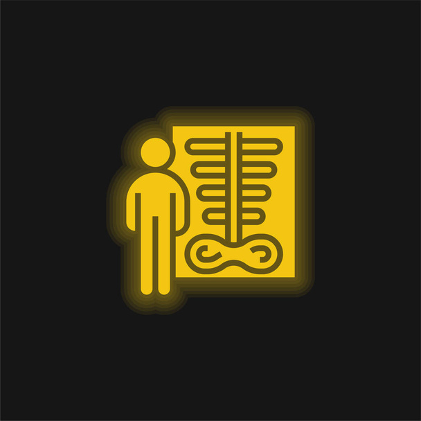 Csontsűrűség sárga izzó neon ikon - Vektor, kép