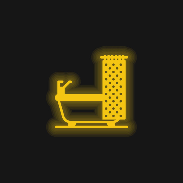 Vasca da bagno giallo incandescente icona al neon - Vettoriali, immagini