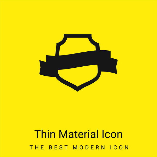 Premio Escudo simbólico con una bandera mínima icono de material amarillo brillante - Vector, imagen