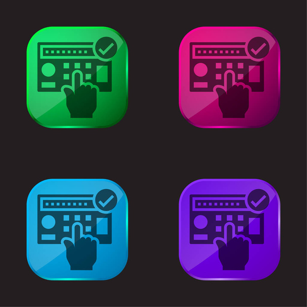 System alarmowy ikona przycisku cztery kolor szkła - Wektor, obraz