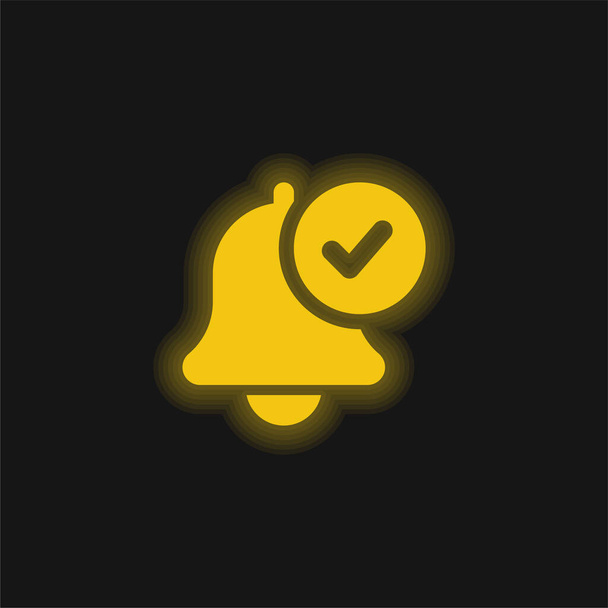 Alarm yellow glowing neon icon - Vector, Image