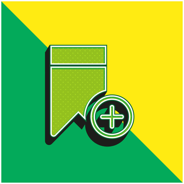 Σελιδοδείκτης Πράσινο και κίτρινο σύγχρονο 3d διάνυσμα εικονίδιο λογότυπο - Διάνυσμα, εικόνα