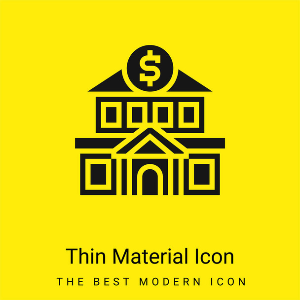 Banca mínimo icono de material amarillo brillante - Vector, imagen