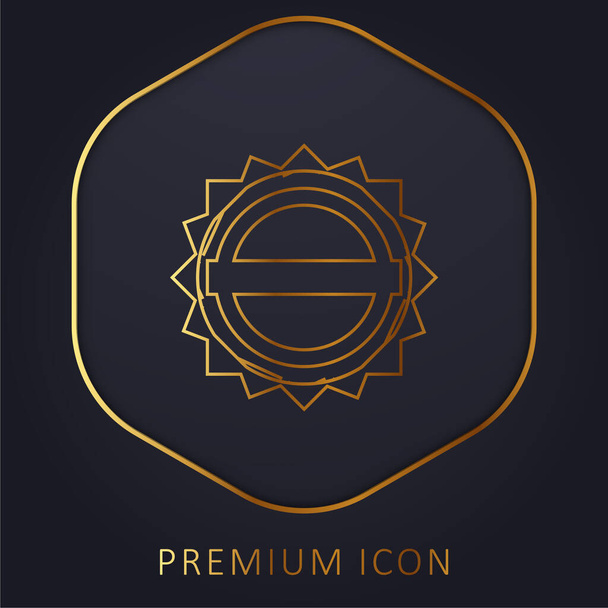 Etiqueta circular negra con una bandera blanca logotipo de la línea de oro premium o icono - Vector, imagen