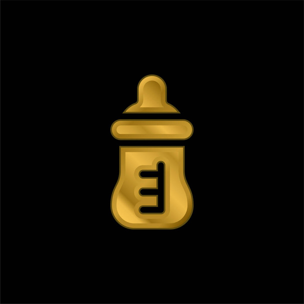 Baby Bottle pozłacane metaliczna ikona lub wektor logo - Wektor, obraz