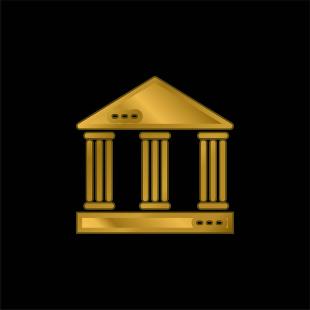 Banco banhado a ouro ícone metálico ou vetor logotipo - Vetor, Imagem