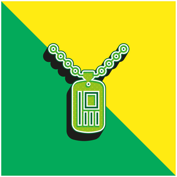 Army Dog Tag Groen en geel modern 3D vector pictogram logo - Vector, afbeelding