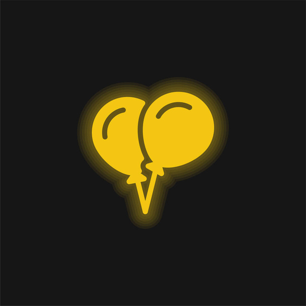 Balloons yellow glowing neon icon - Vector, Image