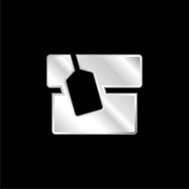 タグシルバーメッキ金属アイコン付きボックス - ベクター画像