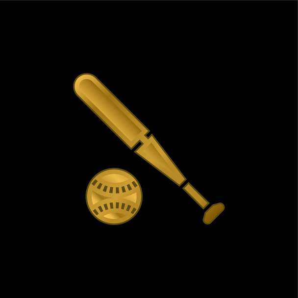 Baseball oro placcato icona metallica o logo vettoriale - Vettoriali, immagini