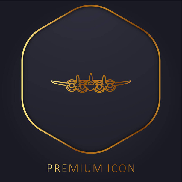 Airplane From Frontal View golden line premium logo or icon - Vector, Image