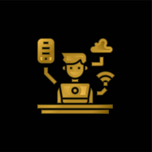 Administrador chapado en oro icono metálico o logo vector - Vector, imagen