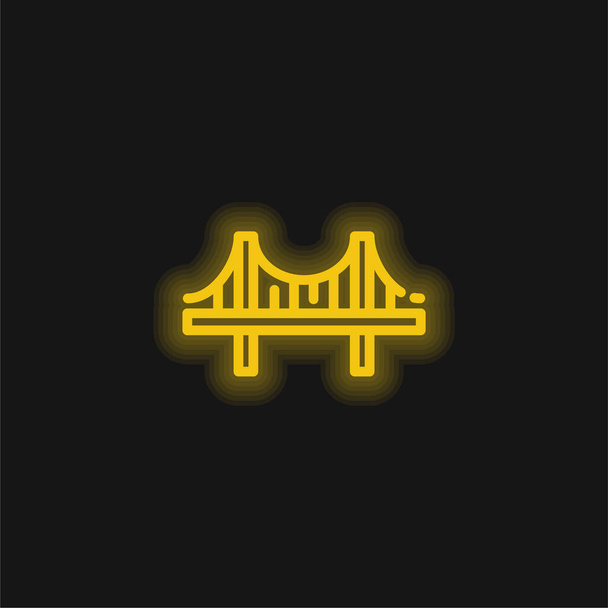 Brücke gelb glühendes Neon-Symbol - Vektor, Bild